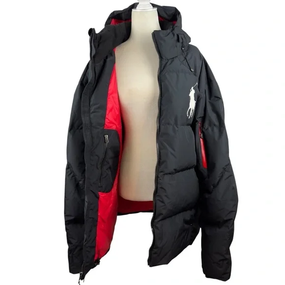 Polo Ralph Lauren Men's Big Pony Hooded Down Puffer Jacket Black Long Size 2XLT - Picture 10 of 16